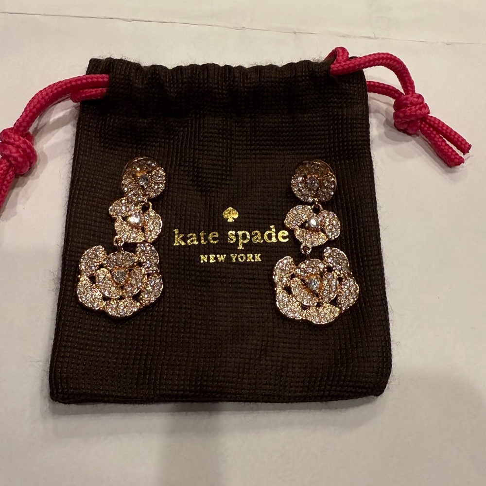 Kate Spade Sparkling Rose Gold Drop Earrings